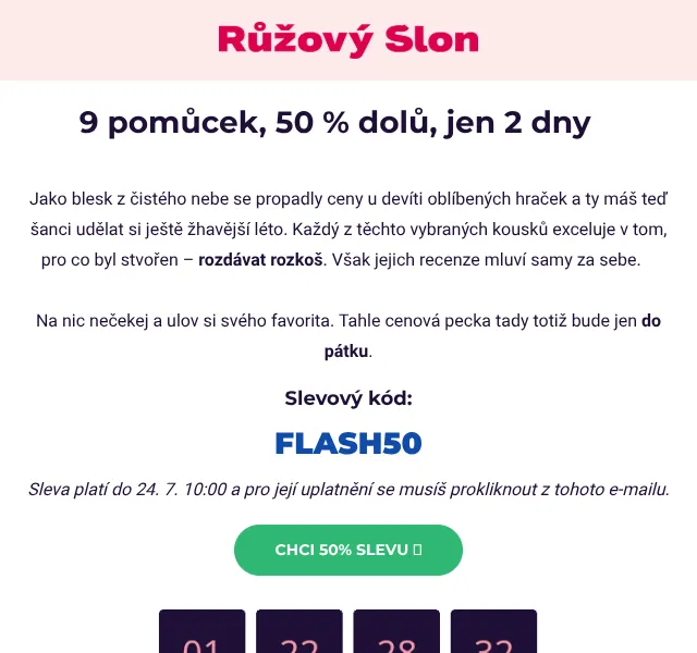 Růžový Slon: 9 TOP hraček 50 % sleva – červenec 2026