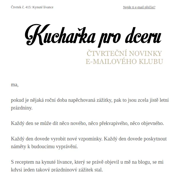 Florentýna - Kuchařka pro dceru: Recept na kynuté lívance – červen 2026 | Nuslet.cz