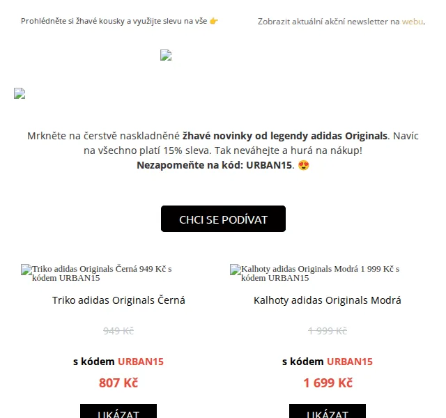 UrbanStore: Adidas Originals s 15% slevou – červen 2026 | Nuslet.cz