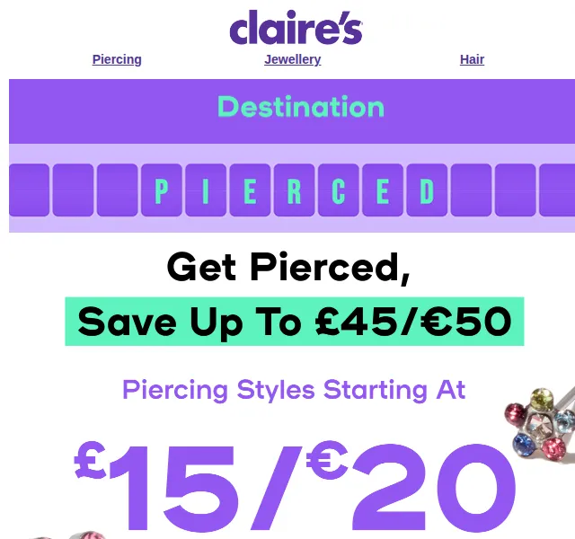 Claire's: Piercing a šperky ve slevě – červenec 2026 | Nuslet.cz