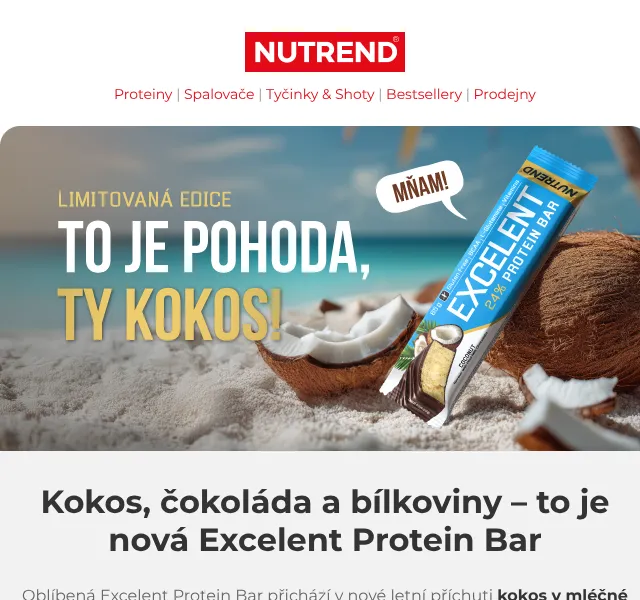 Nutrend: Excelent Protein Bar Kokos – červen 2026 | Nuslet.cz