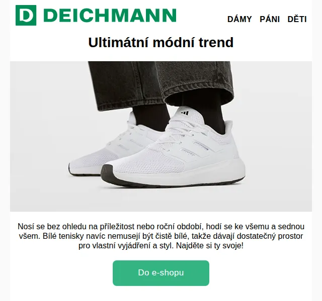 DEICHMANN: Bílé tenisky trend a -20 % na dětské produkty – červenec 2026 | Nuslet.cz