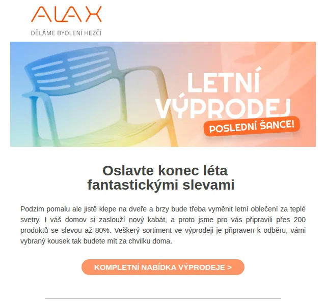 ALAX nábytek: Slevy až 80 % na designový nábytek – červen 2026 | Nuslet.cz