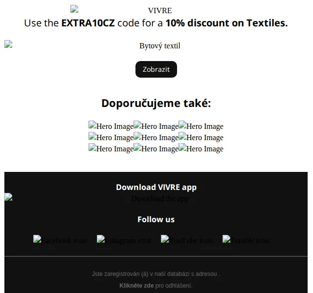Vivre: Sleva 10% na bytové textile – červen 2026 | Nuslet.cz