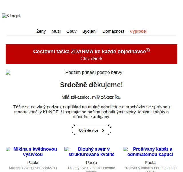 KLiNGEL: Cestovní taška zdarma k objednávce – říjen 2023 | Nuslet.cz