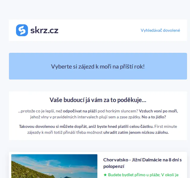 Vánoce na Skrz: First minute dovolená k moři 2026 – červen 2026 | Nuslet.cz