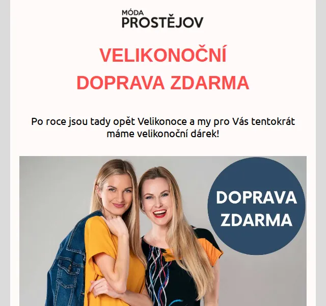 Móda Prostějov: Velikonoční doprava ZDARMA – červen 2026 | Nuslet.cz