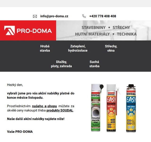 Pro-doma: Slevy na Soudal pěny a produkty – červen 2026 | Nuslet.cz
