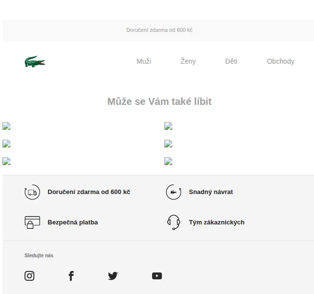 LACOSTE: Doprava zdarma – červen 2026 | Nuslet.cz
