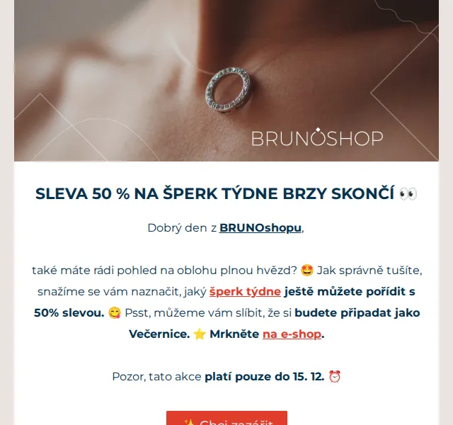 BRUNOshop: Šperk týdne s 50% slevou – prosinec 2026 | Nuslet.cz