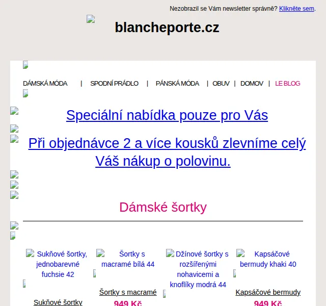 Blancheporte: Šortky o 50 % levnější – červenec 2026 | Nuslet.cz