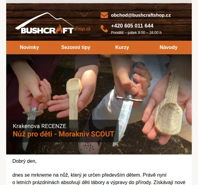 Bushcraftshop: Sleva 10 % na dětské nože Morakniv Scout – červen 2026 | Nuslet.cz
