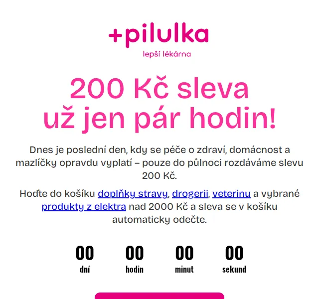 Pilulka.cz: Sleva 200 Kč na doplňky, drogerii i elektro – červenec 2026 | Nuslet.cz
