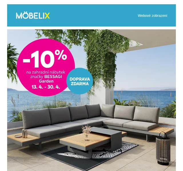 Möbelix: BESSAGI Garden -10 % + doprava zdarma – duben 2026