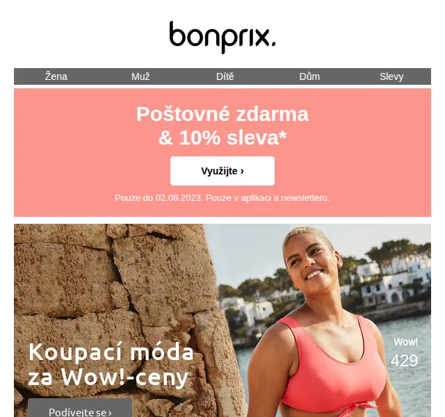 Bonprix: 10% sleva a poštovné zdarma na letní módu – červen 2026 | Nuslet.cz