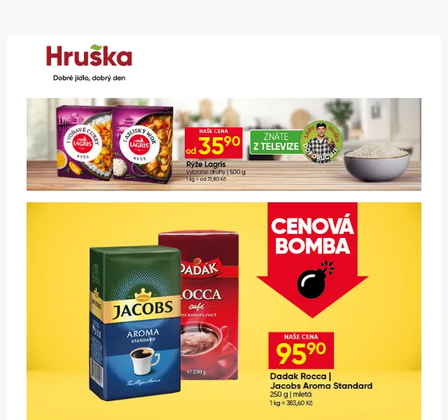 Hruška: Lay's 26,90 Kč, Jacobs 95,90 Kč – květen 2026