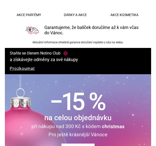 Notino Black Friday: −15 % na vánoční nákupy | Duben 2026
