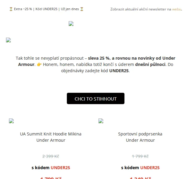 UrbanStore.cz: Under Armour sleva 25 % – červen 2026 | Nuslet.cz