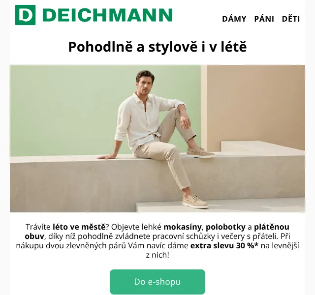 Deichmann: Polobotky a mokasíny se slevou 30 % – červenec 2026