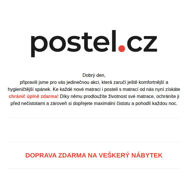 Postel.cz: Chránič matrace ZDARMA – červenec 2026 | Nuslet.cz