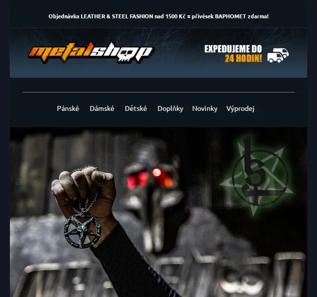METALSHOP: Svítící přívěšek Baphomet zdarma k nákupu – červen 2026 | Nuslet.cz