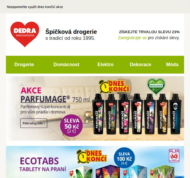 Novinky DEDRA INNOVATIONS: 23% sleva na drogerii – červen 2026 | Nuslet.cz