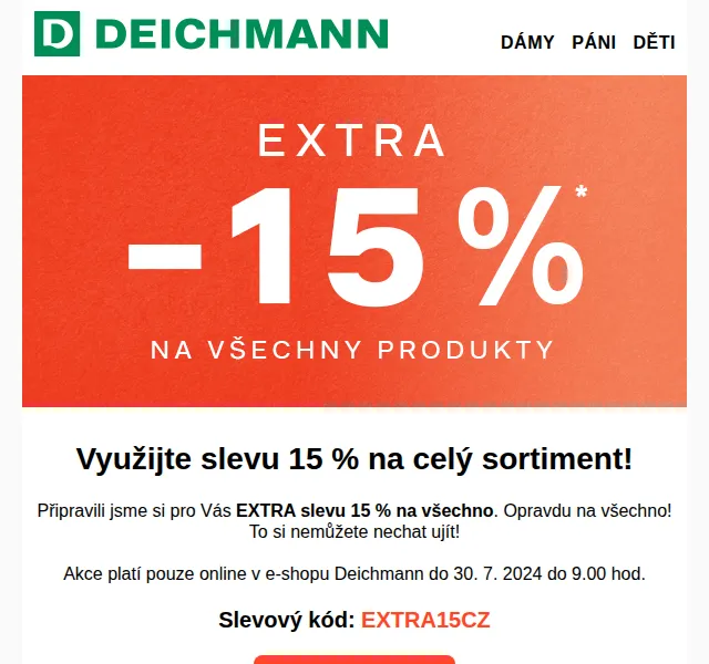DEICHMANN: Sleva 15 % na vše – červenec 2026 | Nuslet.cz
