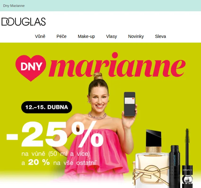 Douglas CZ: Sleva 20 % na vše a 25 % na vůně – červenec 2026 | Nuslet.cz
