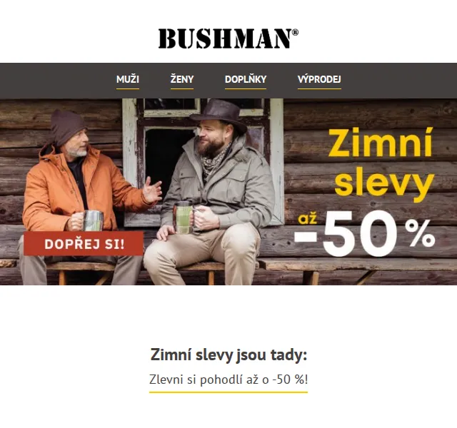 BUSHMAN: Zimní slevy až -50 % – červenec 2026 | Nuslet.cz
