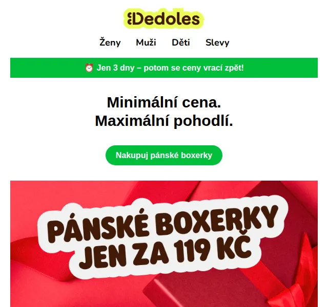 Dedoles: pánské boxerky za 119 Kč – červen 2026 | Nuslet.cz