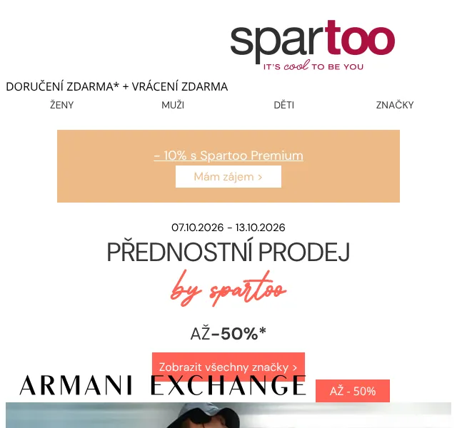 Spartoo.cz: slevy až -50% Nike, Armani – říjen 2026