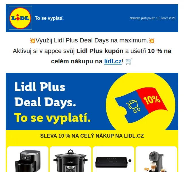 Lidl: Sleva 10 % na celý nákup – únor 2026 | Nuslet.cz