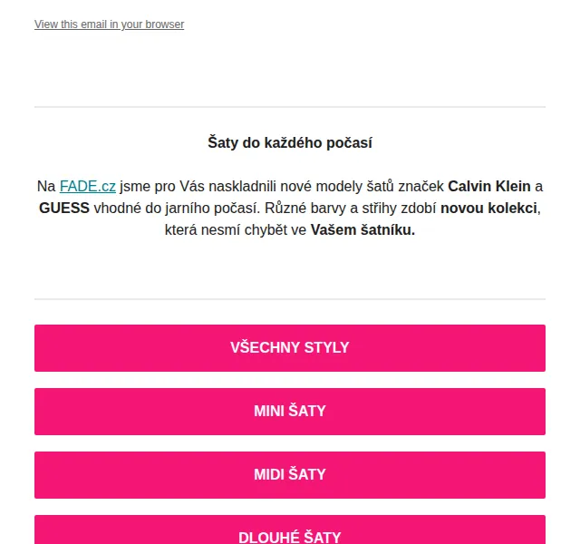 Fade: Nové šaty Calvin Klein a GUESS – červen 2026 | Nuslet.cz