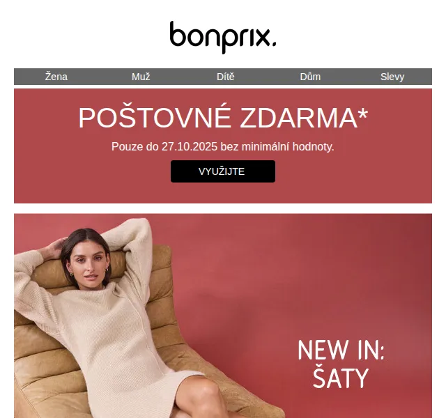 bonprix: Poštovné zdarma – červenec 2026 | Nuslet.cz