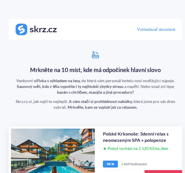 Skrz.cz: wellness pobyty od 725 Kč – červenec 2026 | Nuslet.cz