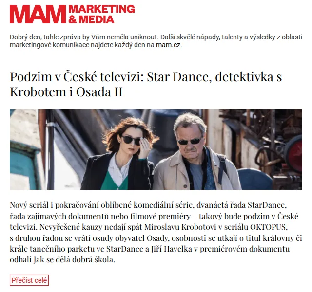 Marketing & Media: Podzim v ČT – StarDance, Oktopus, Osada II – červen 2026 | Nuslet.cz