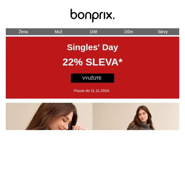 bonprix: Singles' Day sleva 22 % – listopad 2024 | Nuslet.cz