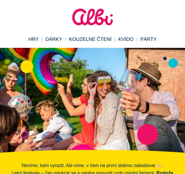 Albi: Festivalové párty doplňky – červen 2026 | Nuslet.cz
