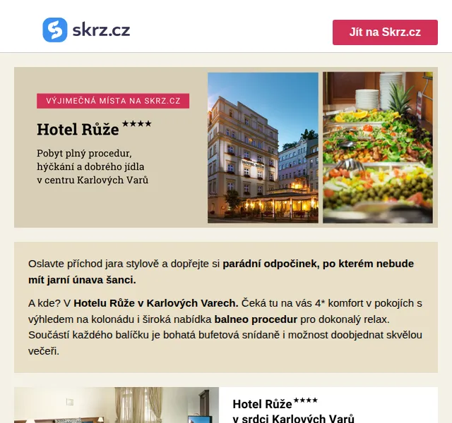 Skrz: Wellness pobyt v Hotelu Růže – červen 2026 | Nuslet.cz
