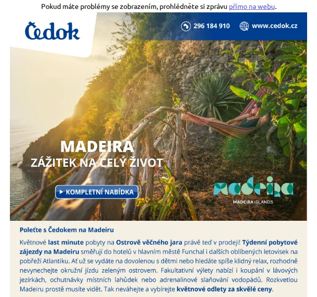Čedok: Květnové odlety na Madeiru – červen 2026 | Nuslet.cz