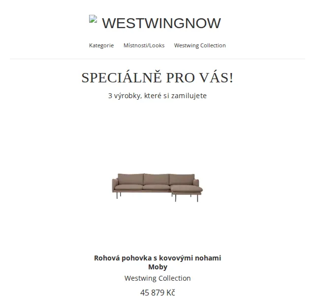 WestwingNow: Rohové pohovky Moby, Melva, Zach – od 43 579 Kč – červen 2026 | Nuslet.cz