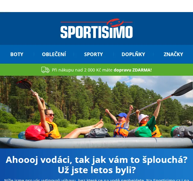 Sportisimo.cz: Vodácká výbava – čluny, vesty, vaky od 199 Kč – červen 2026 | Nuslet.cz
