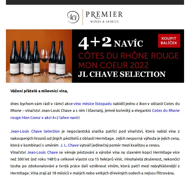 Premier Wines & Spirits: JL Chave Côtes du Rhône Rouge 4+2 – listopad 2026 | Nuslet.cz