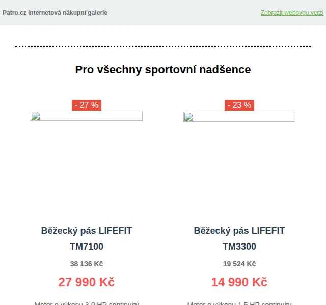 Patro.cz: Slevy až 30 % na běžecké pásy LIFEFIT – červen 2026 | Nuslet.cz