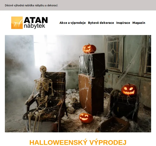 ATAN nábytek: Halloween výprodej nábytku a dekorací – červen 2026 | Nuslet.cz