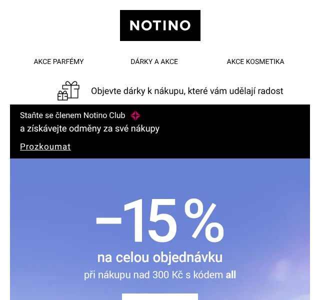 Notino: sleva 15 % na nákup nad 300 Kč – květen 2026