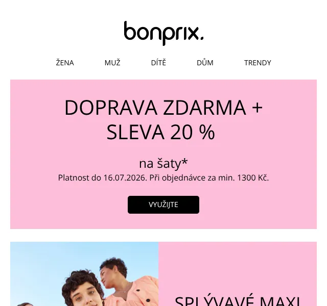 Bonprix: 20 % sleva na maxi šaty – červenec 2026