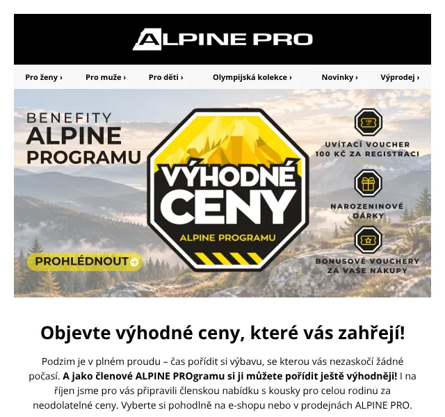 ALPINE PRO: Sleva až 35 % na podzimní kolekci – říjen 2026