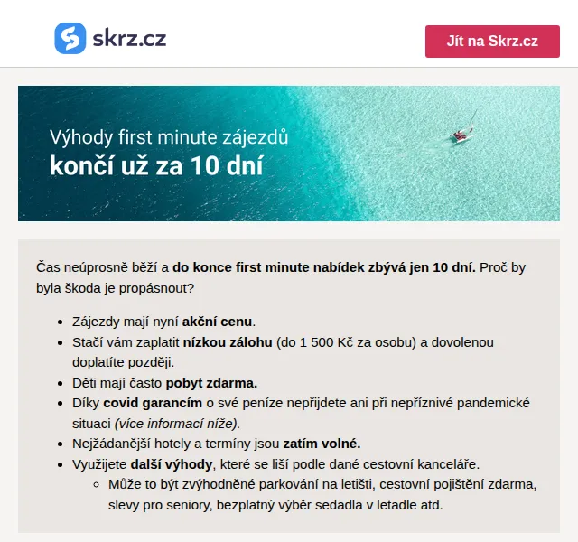 Vánoce na Skrz: First minute dovolená se slevou až 48 % – červenec 2026 | Nuslet.cz