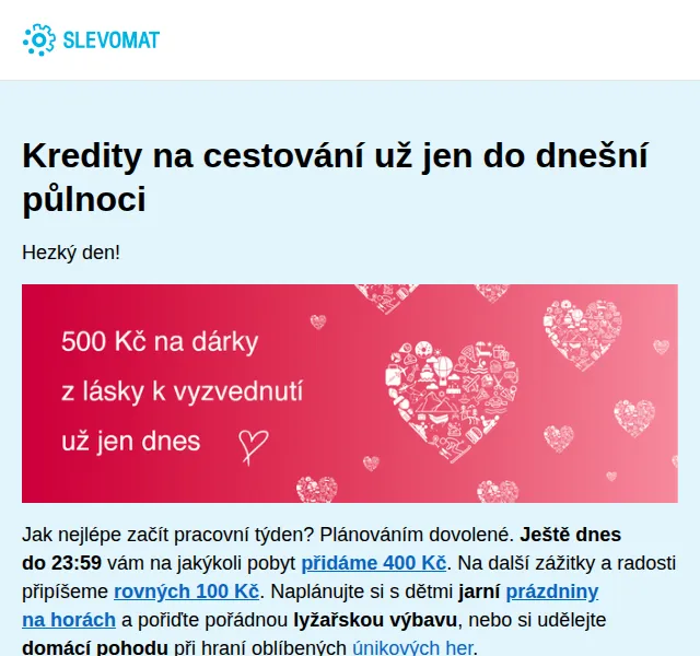 Slevomat: Pobyty s kreditem 500 Kč – červen 2026 | Nuslet.cz